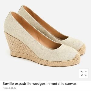 J. Crew Seville espadrille wedges in metallic canvas